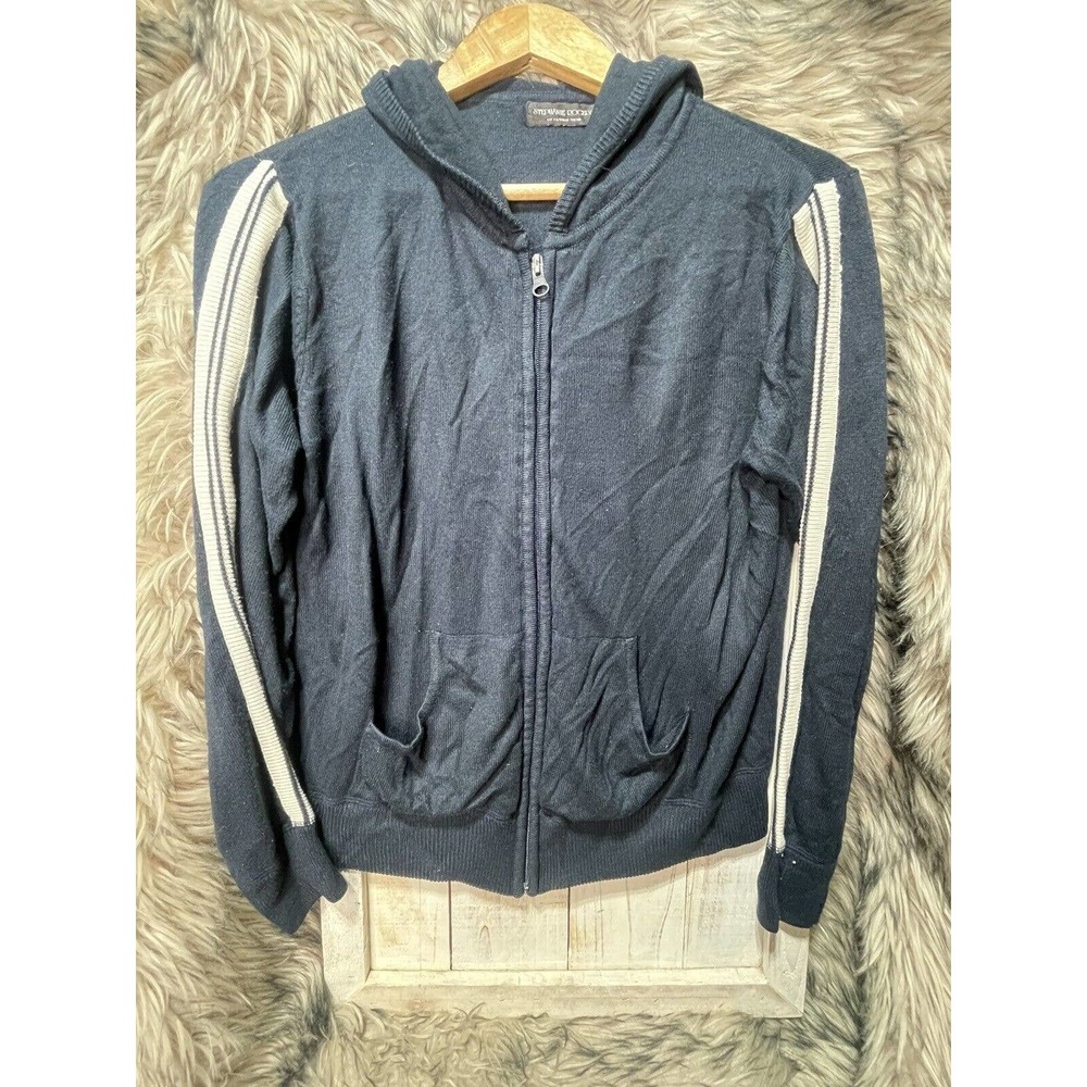 Stephanie Rogers Navy Blue Full Zip Hooded Sweater Jacket Women's Size‎ L